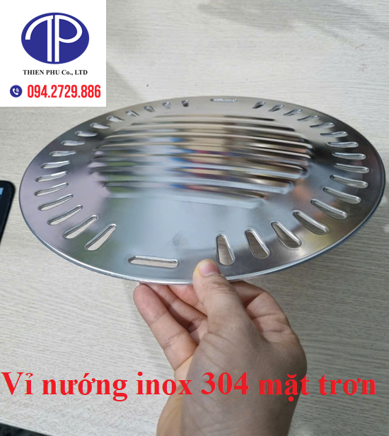 Vỉ nướng inox 304 mặt trơn nhà hàng BBQ không khói