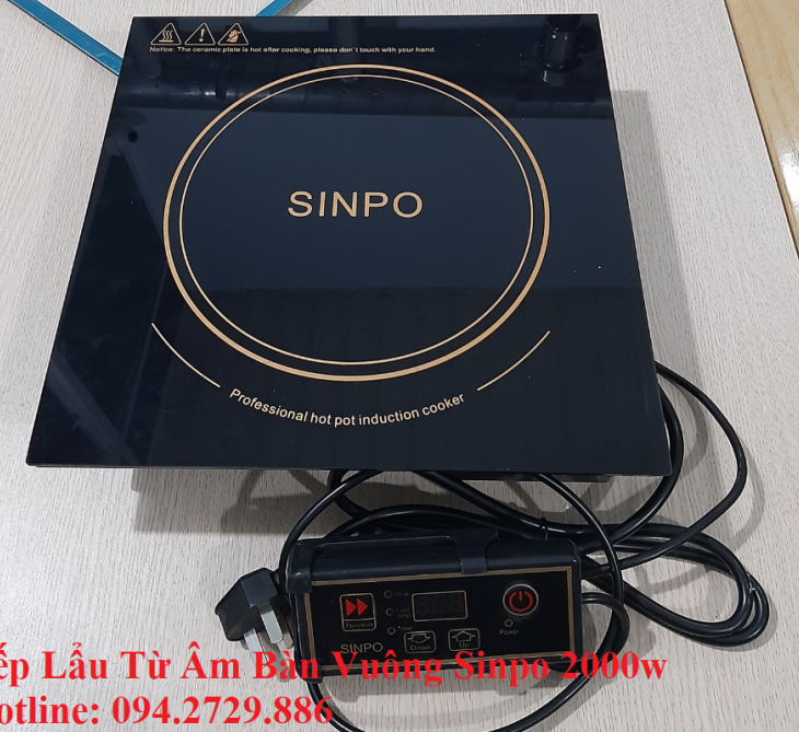 Bếp lẩu từ âm bàn vuông Sinpo 2000w