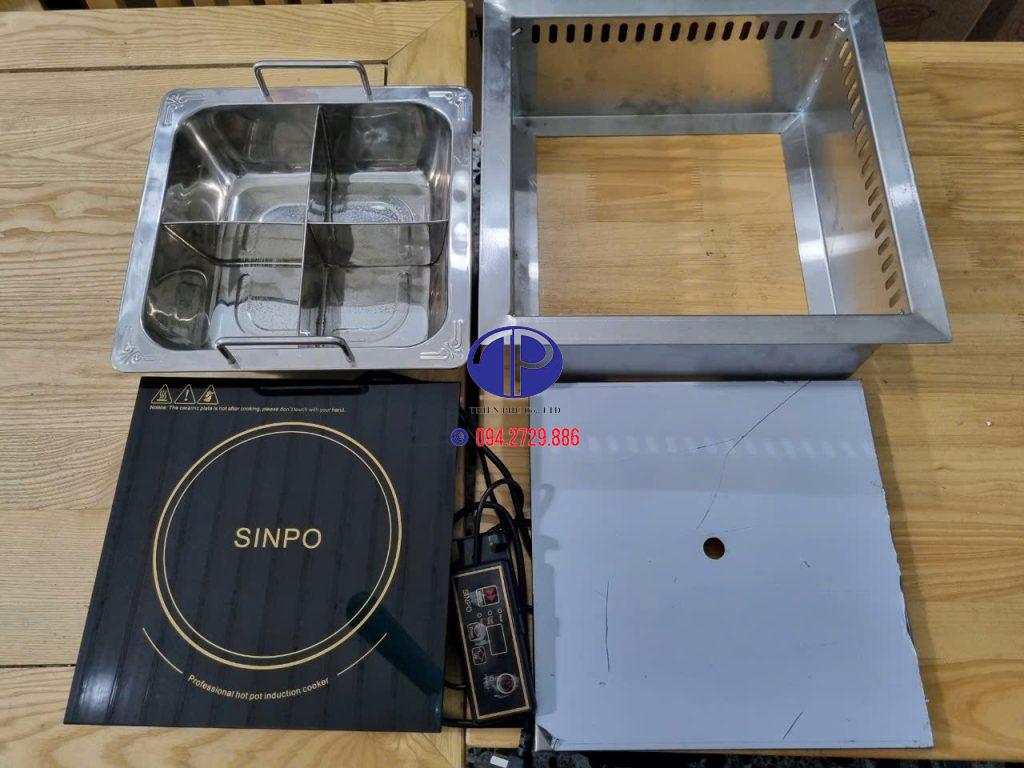 Hình ảnh thực tế bếp lẩu vuông 4 ngăn