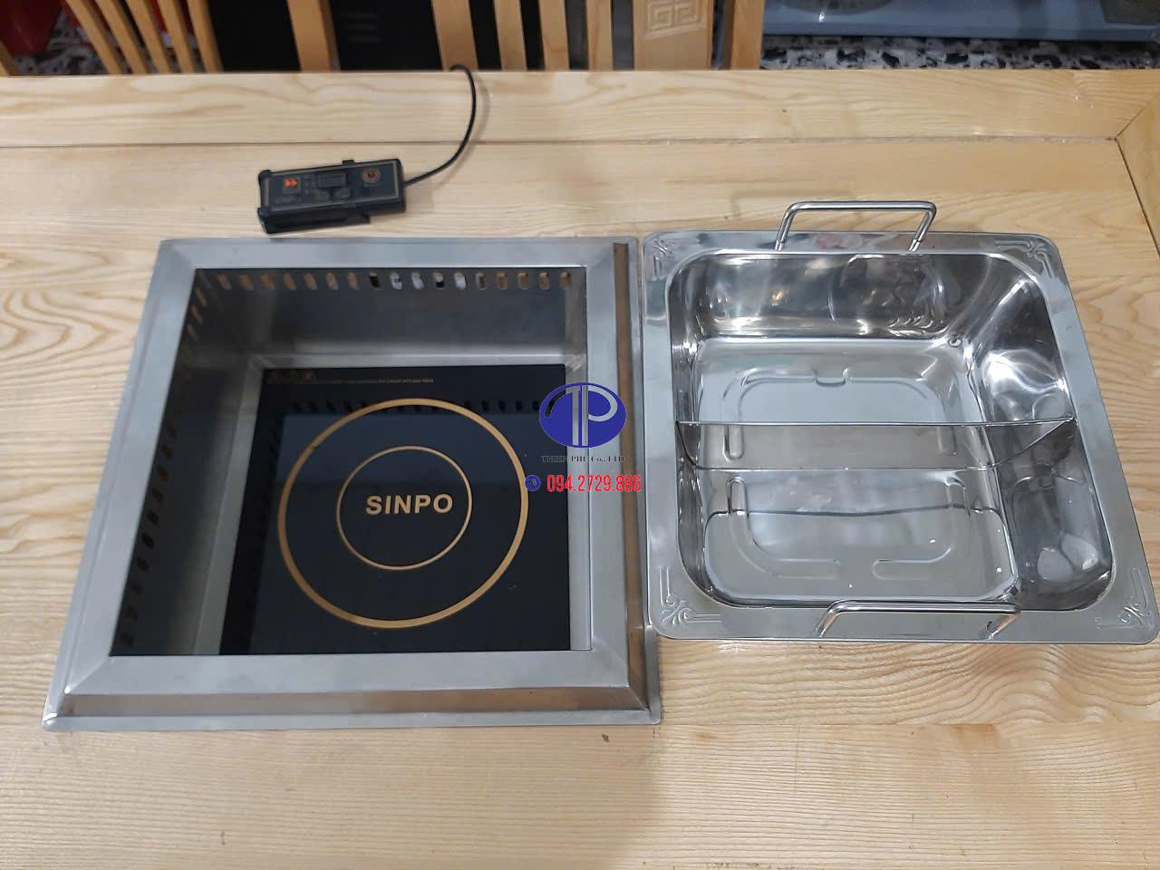 Bếp từ và nồi 2 ngăn vuông cao cấp
