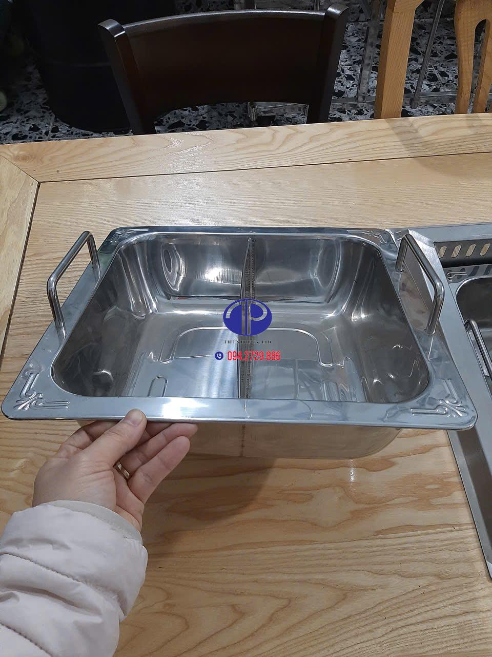 Bộ bếp lẩu 2 ngăn vuông nhà hàng cao cấp