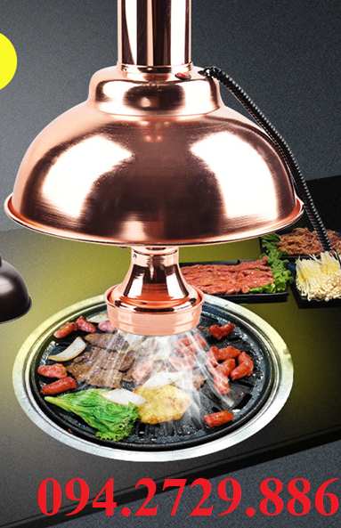 Ống hút khói tại bàn bếp nướng loại ống cứng màu đồng có chao đèn chất lượng cao