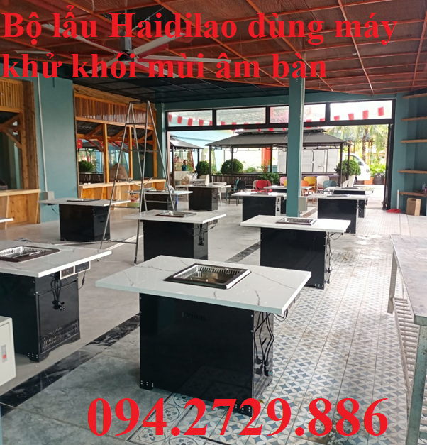 Bộ lẩu Haidilao dùng máy hử khói mùi âm bàn độc lập chất luownjgj cao giá tốt tại Hà Nội - HCM