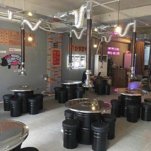 Bàn ghế thùng phuy chuyên dùng nhà hàng lẩu nướng không khói Hàn Quốc giá rẻ