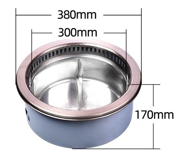 Bộ bếp lẩu tròn 2 ngăn 2000w có thể lắp hút mùi âm